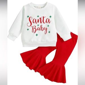 Santa Baby Sweatshirt and Flare Pants Outfit